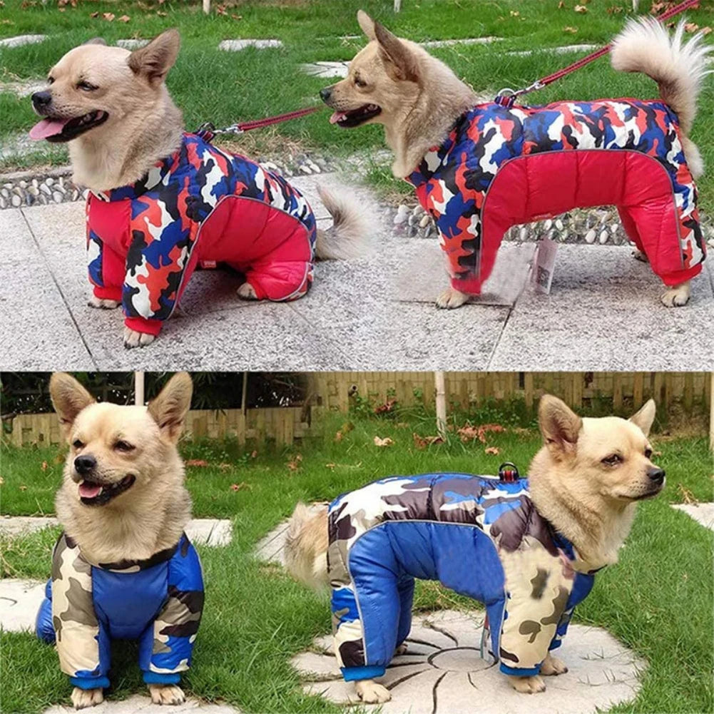 Warm Padded Waterproof Dog Coat with Reflective Strips